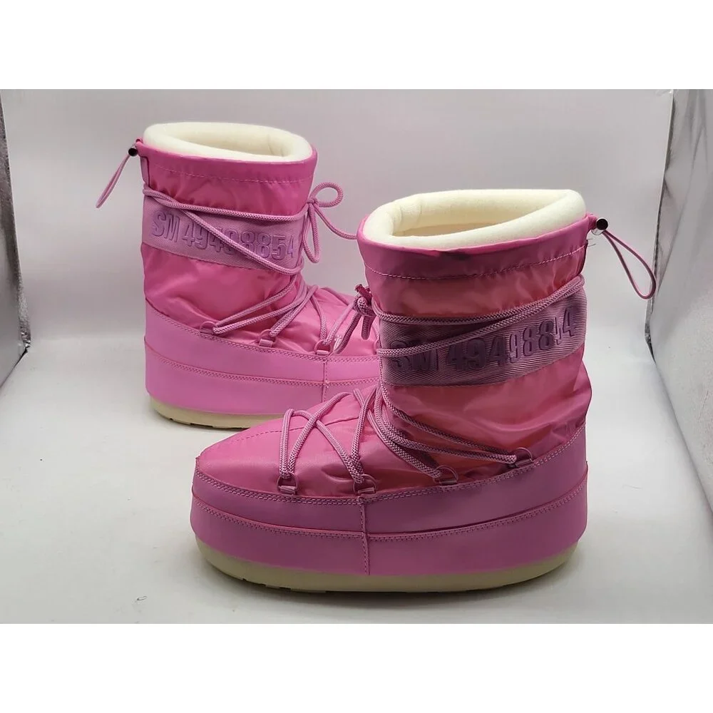 Steve Madden Mav Faux‎ Fur Lined Platform Booties Pink Womens Cold Weather NWOB